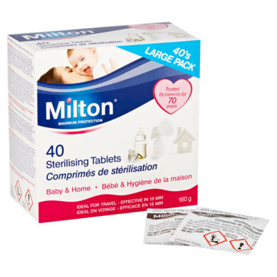 Milton fragrance-free sterilising tablets 160g, imported from the UK