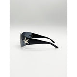 SVNX wrap racer sunglasses black star hinge detail - British product