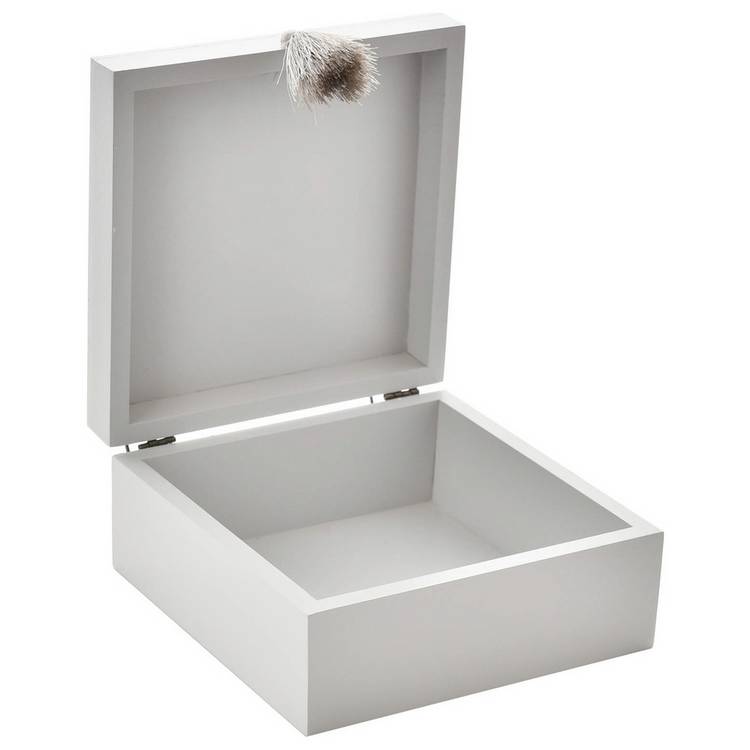 Bambino white wooden keepsake box with silver moon wording, imported from the UK
