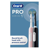 Oral-B Pro 1 electric toothbrush duo pack black and pink, imported from the UK
