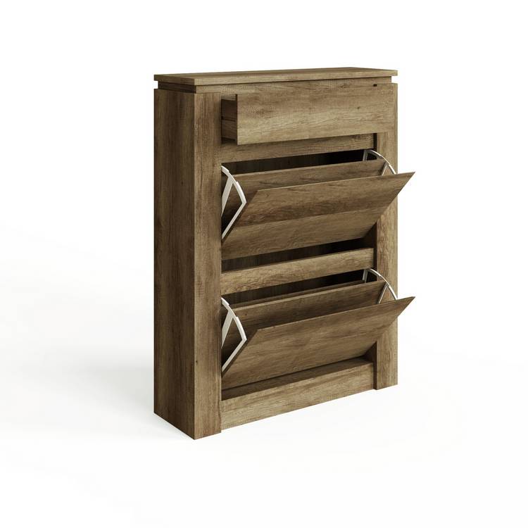 GFW Canyon shoe storage cabinet oak finish (British brand)