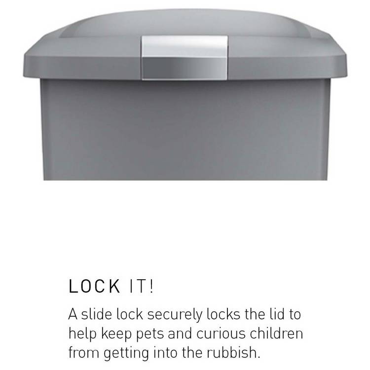 Simplehuman grey slim pedal bin 40L (British brand)