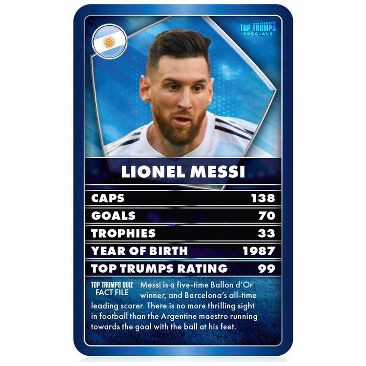 Top Trumps World Football Stars battle mat game, imported from the UK