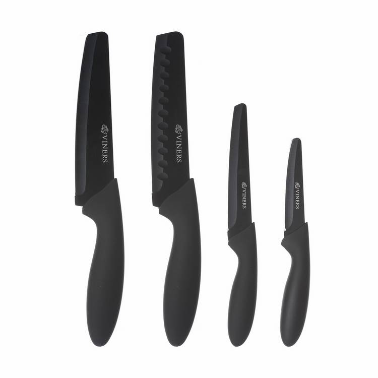 Viners 4 piece knife set, black squared tip (British brand)