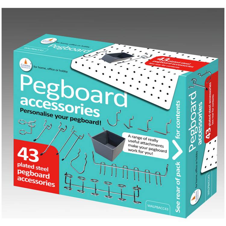 Cathedral plated pegboard accessory pack 43-piece UK version