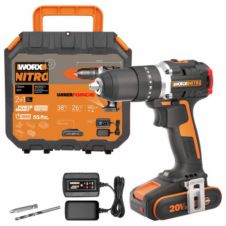 Worx cordless impact drill WX355.1 20V, UK version