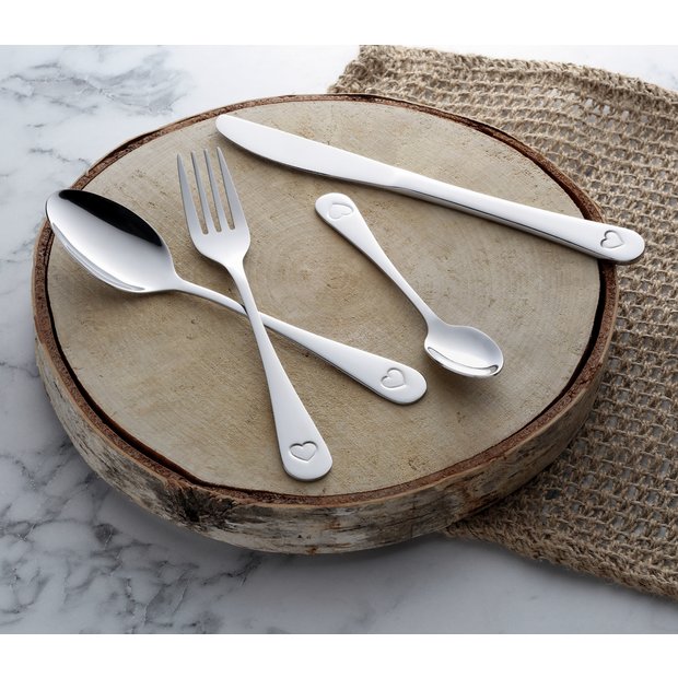 Argos Home heart shape cutlery set 16 piece, imported from the UK