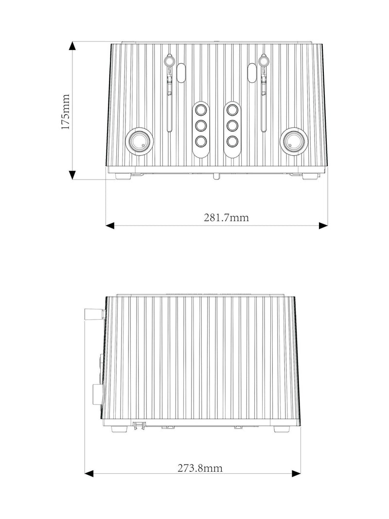 Black sleek 4 slice toaster - British product