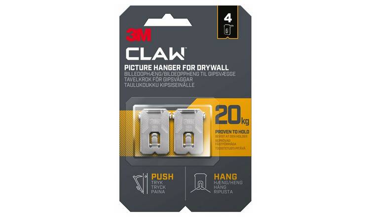3M Claw plasterboard picture hanger 4 pack - British product