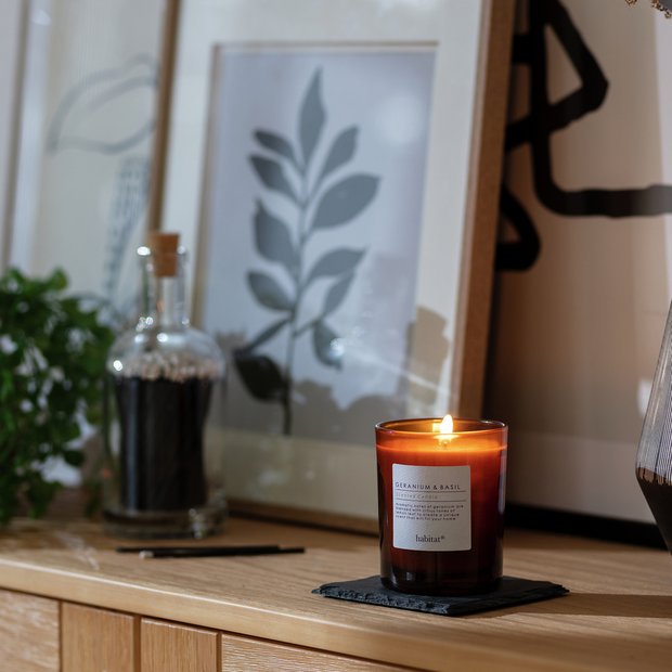 Habitat boxed candle Geranium & Basil 7cm (British brand)
