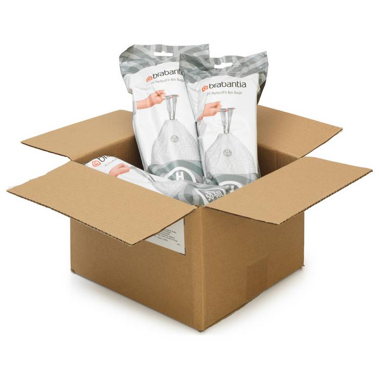 Brabantia PerfectFit Code H 60L bin liner pack 120 - British product