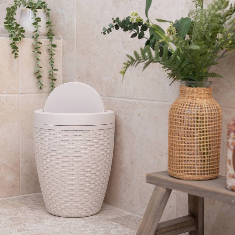 Addis rattan bathroom bin cream 5L, UK version