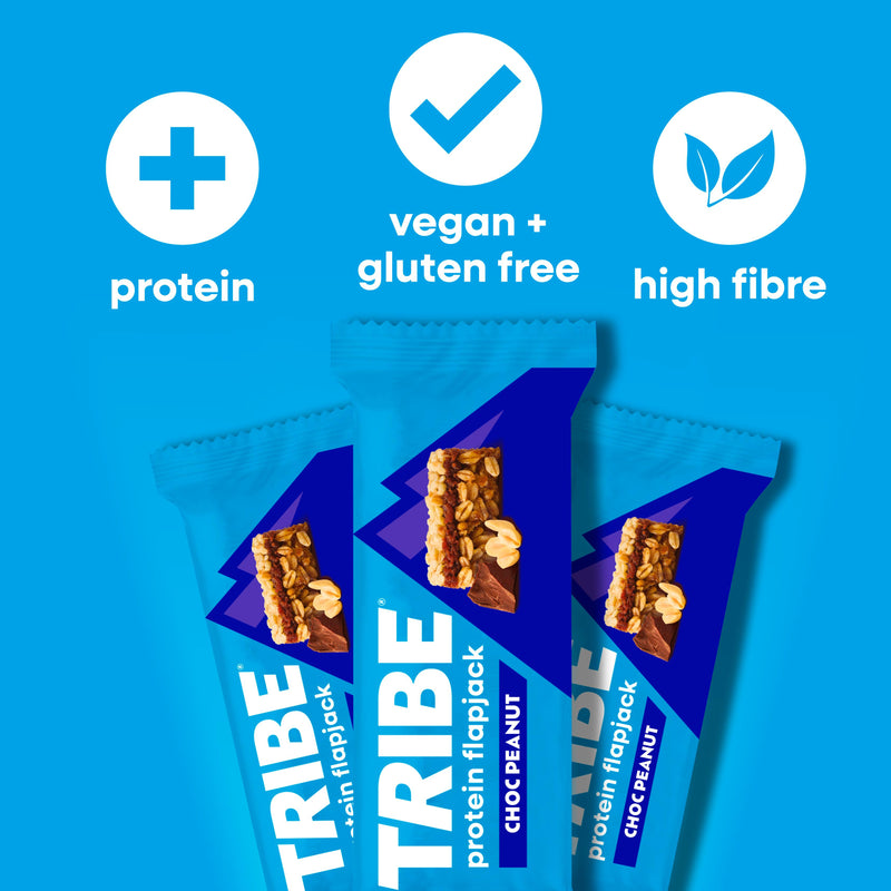 Tribe chocolate peanut protein flapjack 50g (British brand)