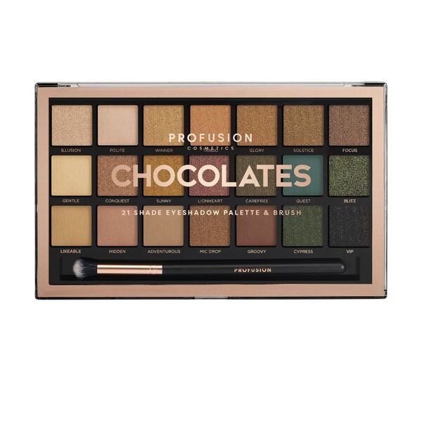 Profusion Cosmetics Chocolates Eyeshadow Palette 21 Shades, imported from the UK