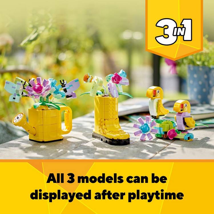 LEGO 3in1 flowers in watering can building set 420 pieces, UK version
