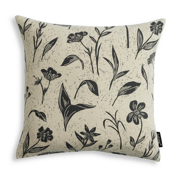 Habitat floral reverse print cushion charcoal 43x43cm - British product