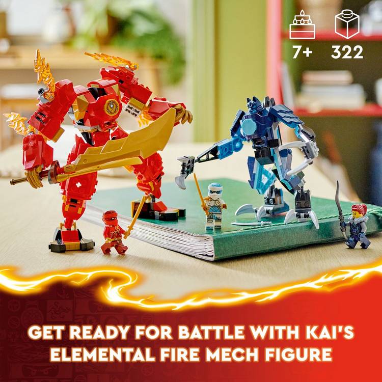 LEGO NINJAGO Kai's Elemental Fire Mech building set 322 pieces, imported from the UK