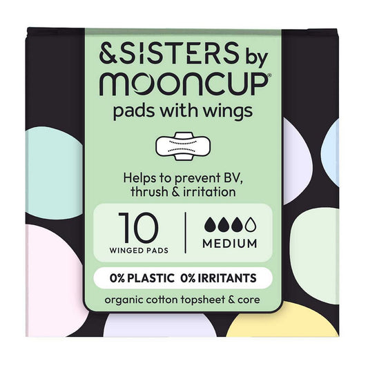 &SISTERS by Mooncup, Organic Cotton Pads, Medium, 10 pack, Bleach-Free GOODS Boots   