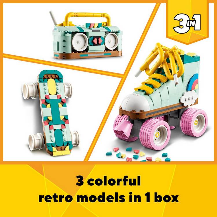 LEGO Creator 3in1 Retro Roller Skate building toy set, imported from the UK