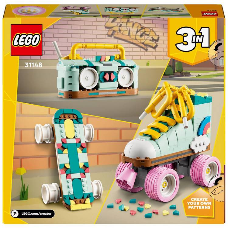 LEGO Creator 3in1 Retro Roller Skate building toy set, imported from the UK