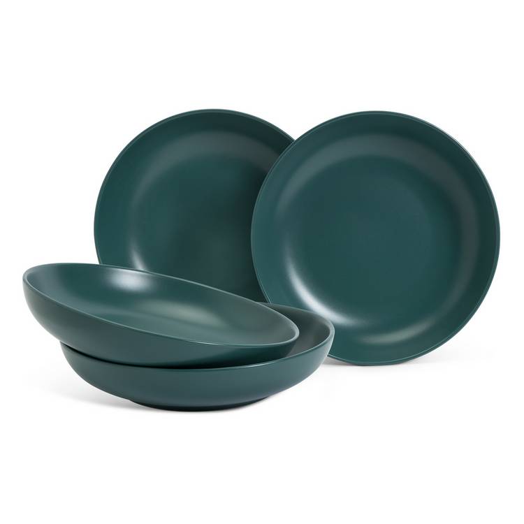 Habitat stoneware pasta bowls teal set of 4, imported from the UK