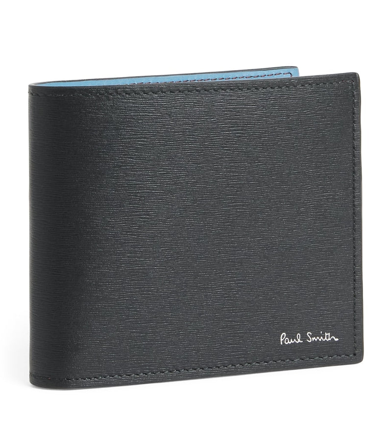 Paul Smith leather bifold wallet with Signature Stripe lining, imported from the UK