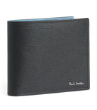 Paul Smith leather bifold wallet with Signature Stripe lining, imported from the UK