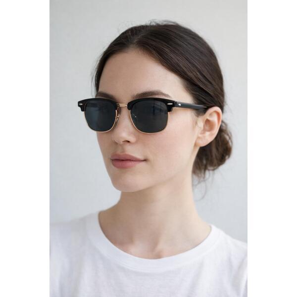 SVNX Black Clubmaster Sonnenbrille mit schwarzen Gläsern, UK Version