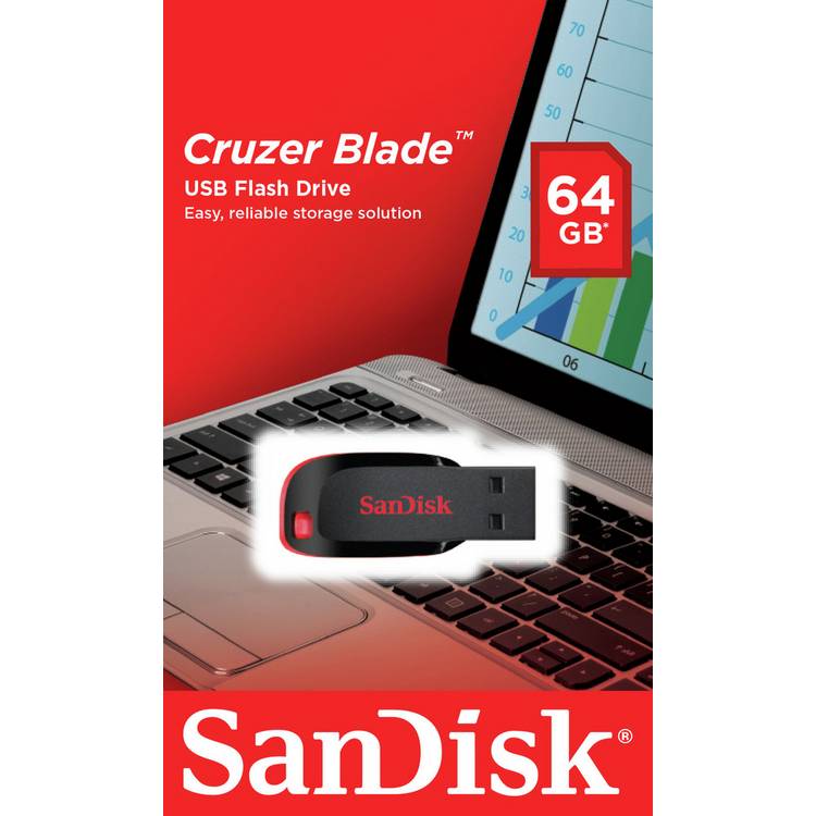 SanDisk USB flash drive 64GB, imported from the UK