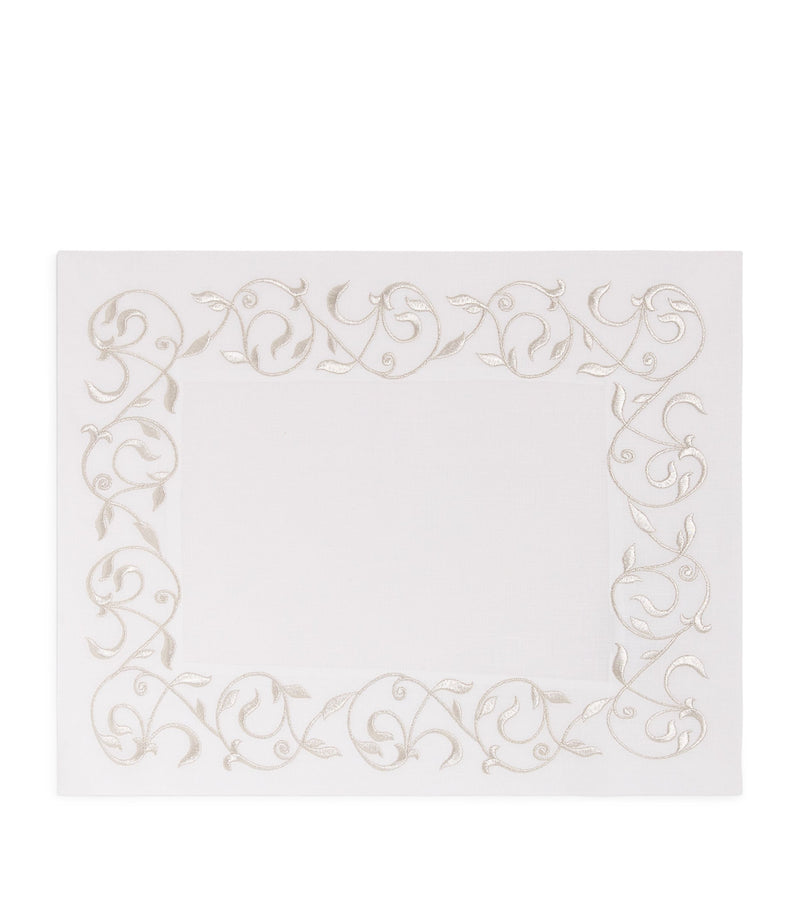 Dea linen embroidered scroll placemat 35cm x 50cm - British product