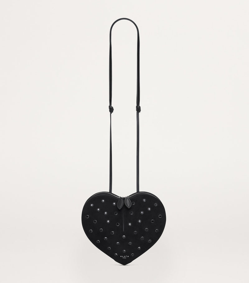 Alaïa suede embellished Le Coeur shoulder bag, imported from the UK