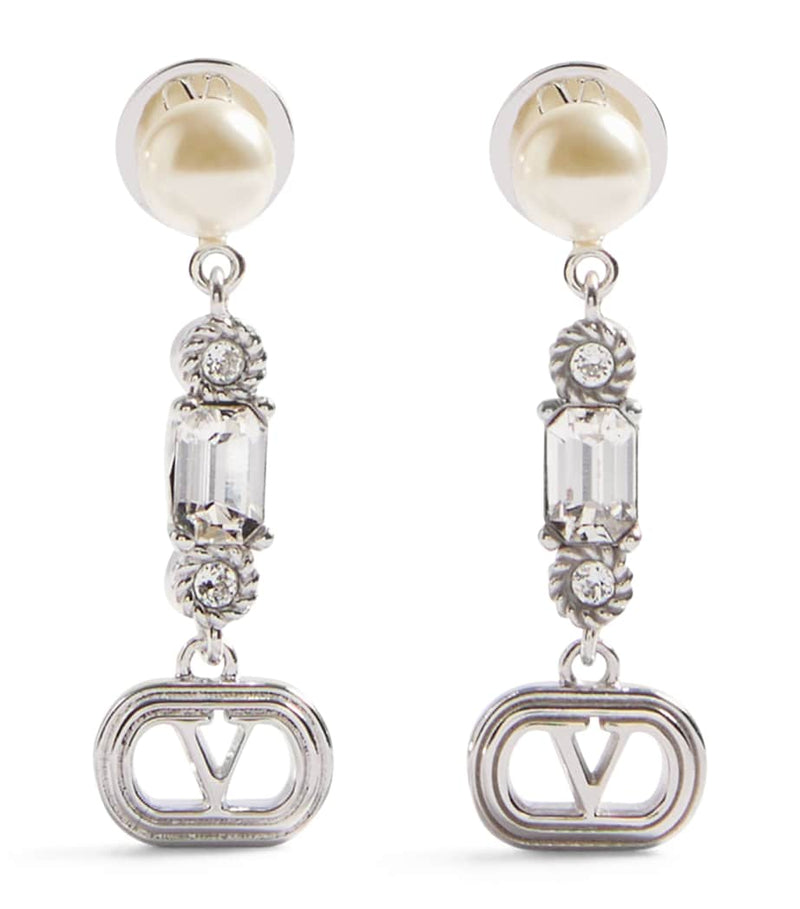 Valentino Garavani VLogo crystal ovalette earrings (British brand)