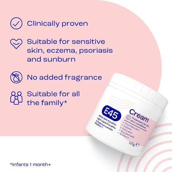 E45 dermatological moisturising cream 125g - British product