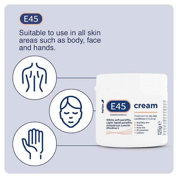 E45 dermatological moisturising cream 125g - British product