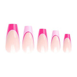 Nail HQ coffin pink contrast french nails 24 pieces, imported from the UK