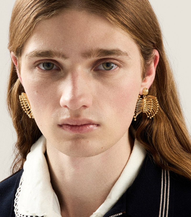 Miu Miu shell earrings gold tone, imported from the UK