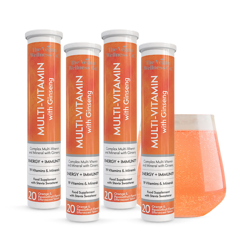 The Vegan Wellness Co. multivitamin effervescent orange passionfruit 80 tablets (British brand)