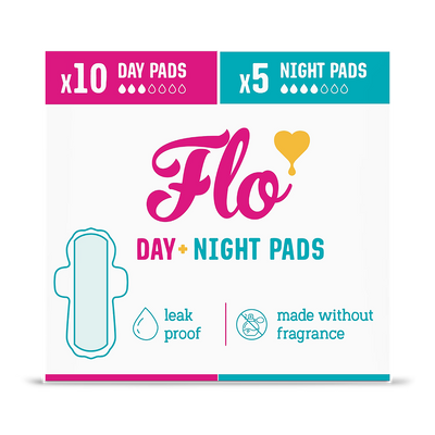 Flo Bamboo Menstruasjonsbind Combo Pack 10 Dag 5 Natt 15 Bind
