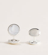 Harrods Deakin & Francis Sterling Silver Mother-Of-Pearl Round Cufflinks- Buy online at McGrocer