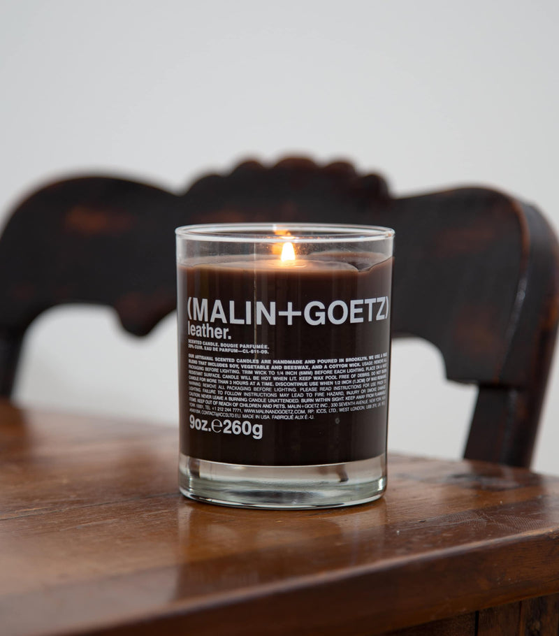 MALIN+GOETZ leather scented candle 260g, imported from the UK