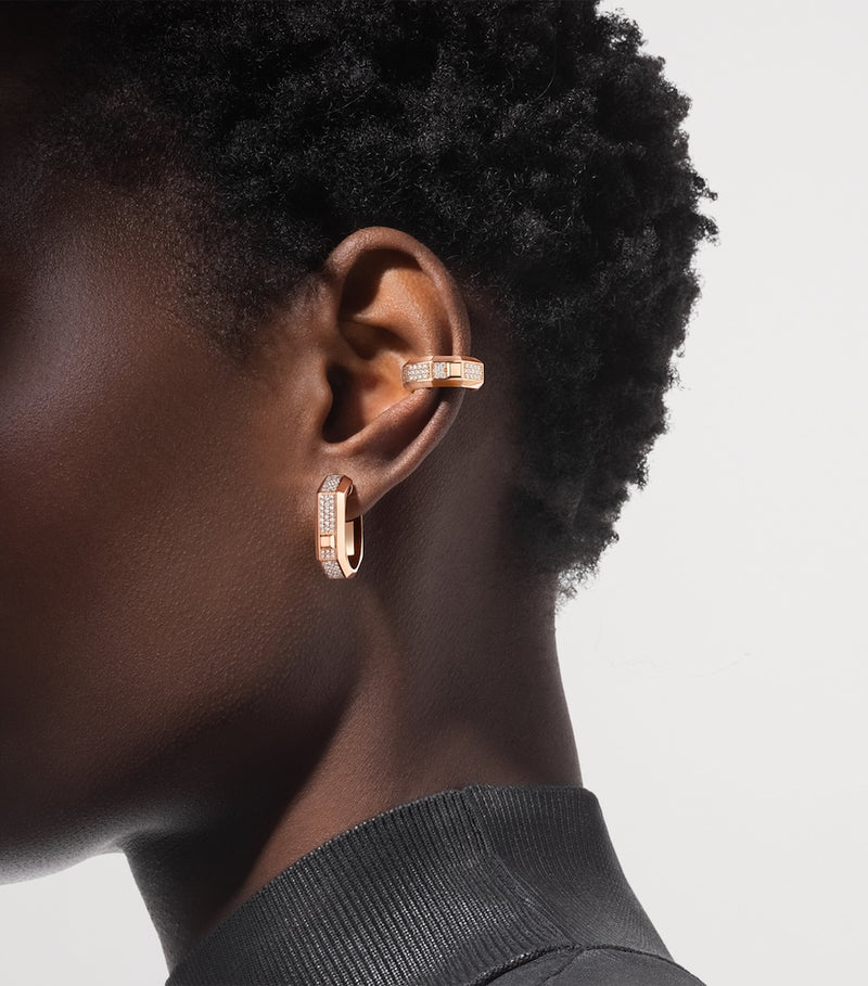 Messika Modernist medium rose gold 0.30ct diamond single hoop earring, UK version