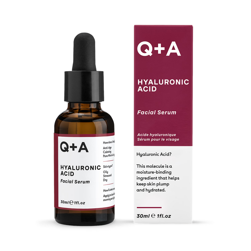 Q+A Hyaluronic Facial Serum 30ml for skin hydration (British brand)