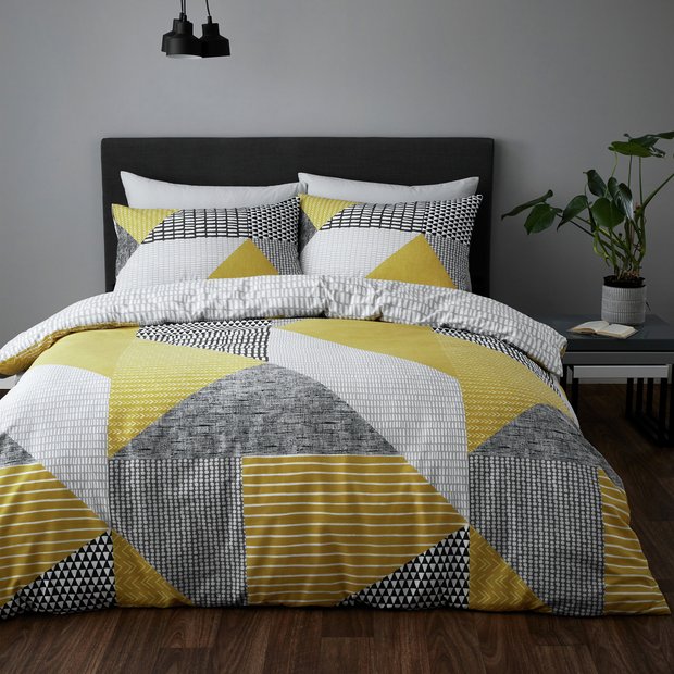 Catherine Lansfield Larsson Geo Ochre bedding set single (British brand)