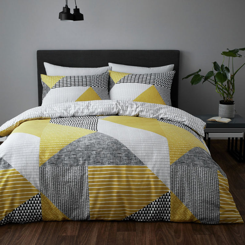 Catherine Lansfield Larsson Geo Ochre bedding set single (British brand)