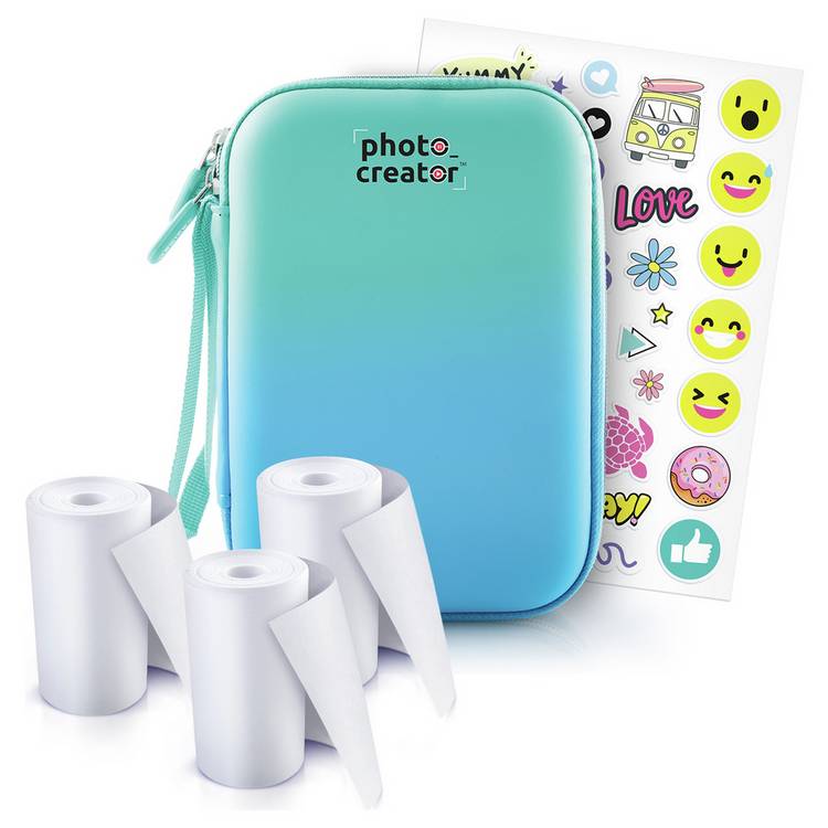 Photo Creator instant camera case teal-blue gradient, imported from the UK