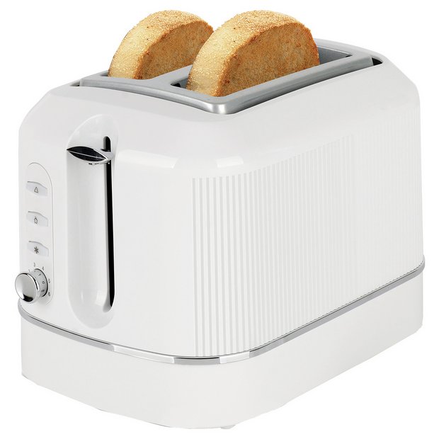 Cookworks Texture Tilly 2 slice toaster white, UK version