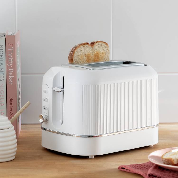 Cookworks Texture Tilly 2 slice toaster white, UK version