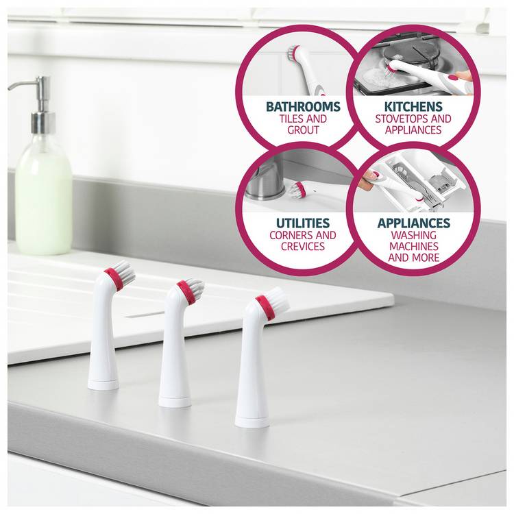 Kleeneze deep clean power scrubber brush with 4 heads (British brand)