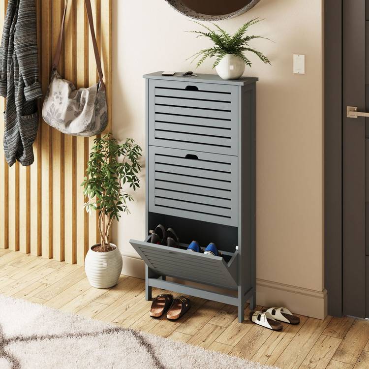 GFW Bergen shoe storage cabinet grey - British product