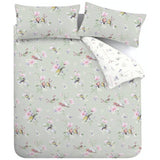 Catherine Lansfield Songbird Print Sage bedding set single, UK version